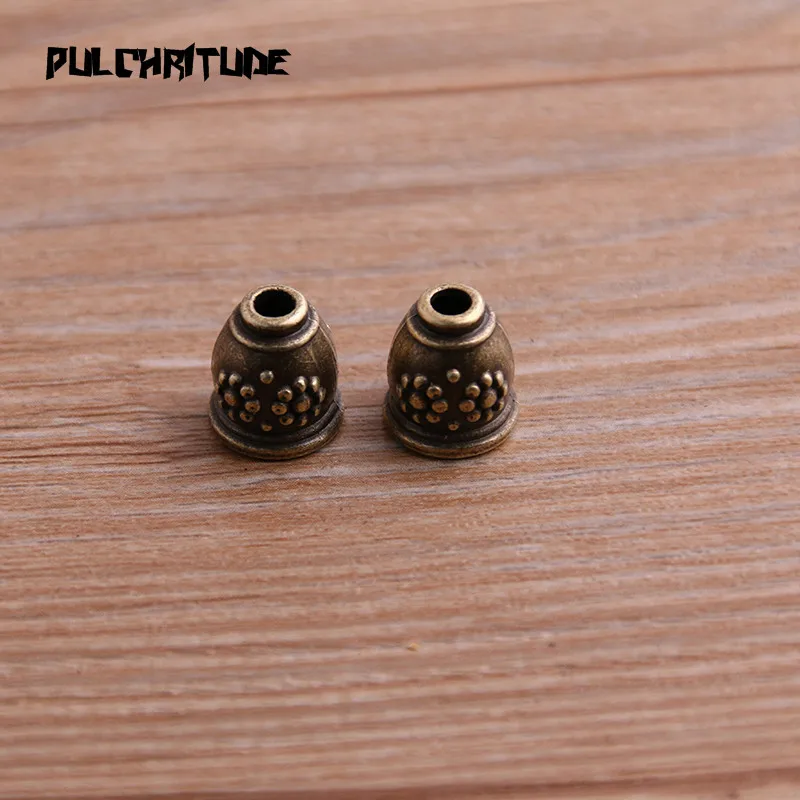 16pcs 10*10*11mm Two Color Retro Bead Caps Charm Hollow Flower  Pendants Jewelry Accessories DIY Receptacle Charms