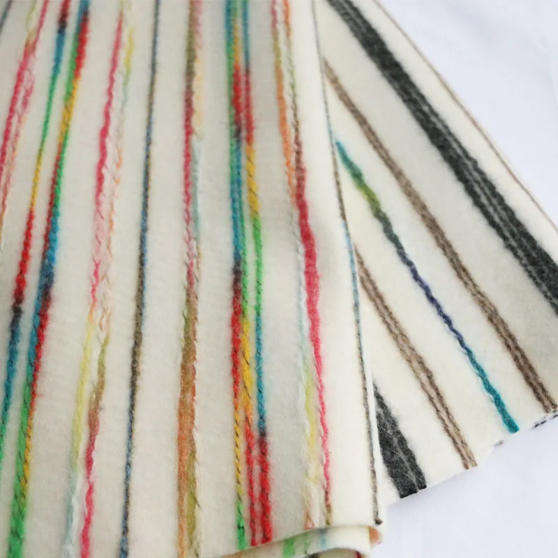 Korean Style Autumn and Winter Velvet Bar Color Wool Stripe Craft Woolen Cloth Fabric Diy