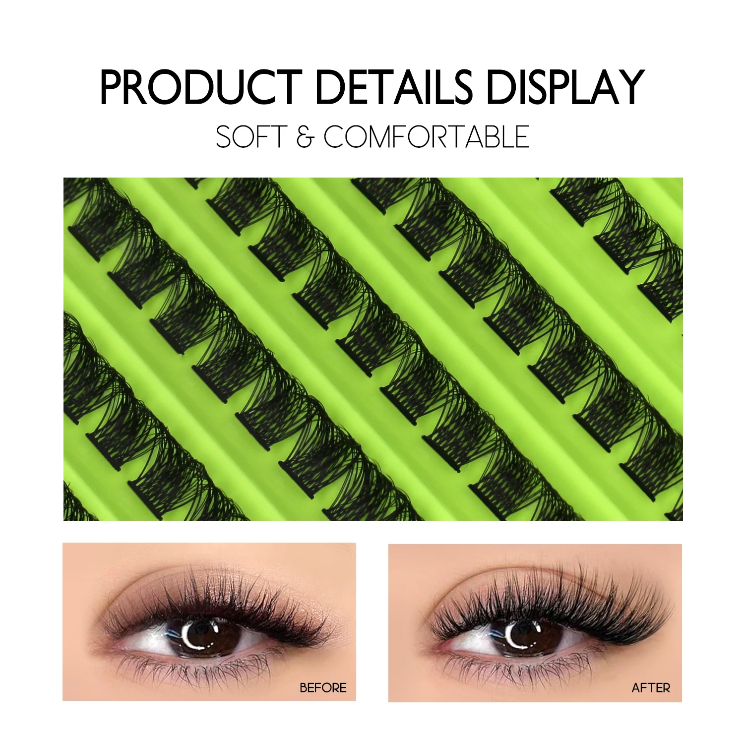 GROINNEYA 속눈썹 DIY 클러스터 속눈썹 세트 개별 속눈썹 푹신한 볼륨 혼합 트레이 3D 가짜 밍크 속눈썹 확장 메이크업