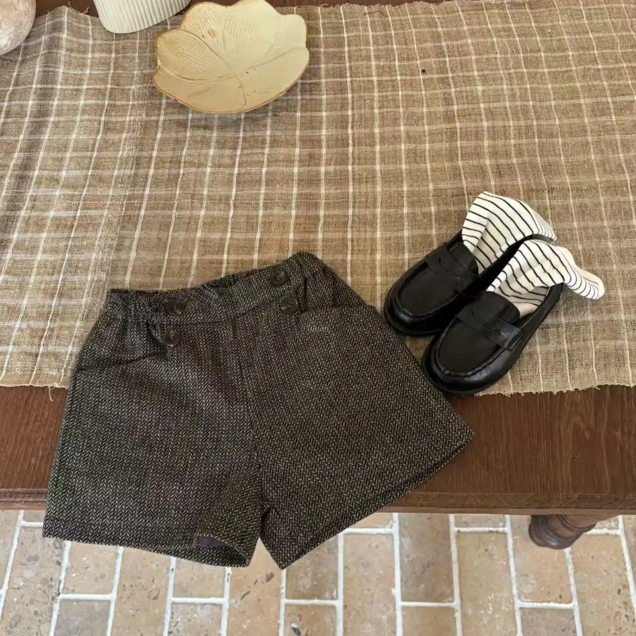 Children Woolen Shorts Spring and Autumn Solid Color Versatile 2026 New Korean Style Outfit Temperament Casual Pants