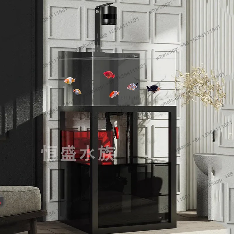 No need to change water 2024 new bottom filter fish tank ultra-white glass living room small for home use