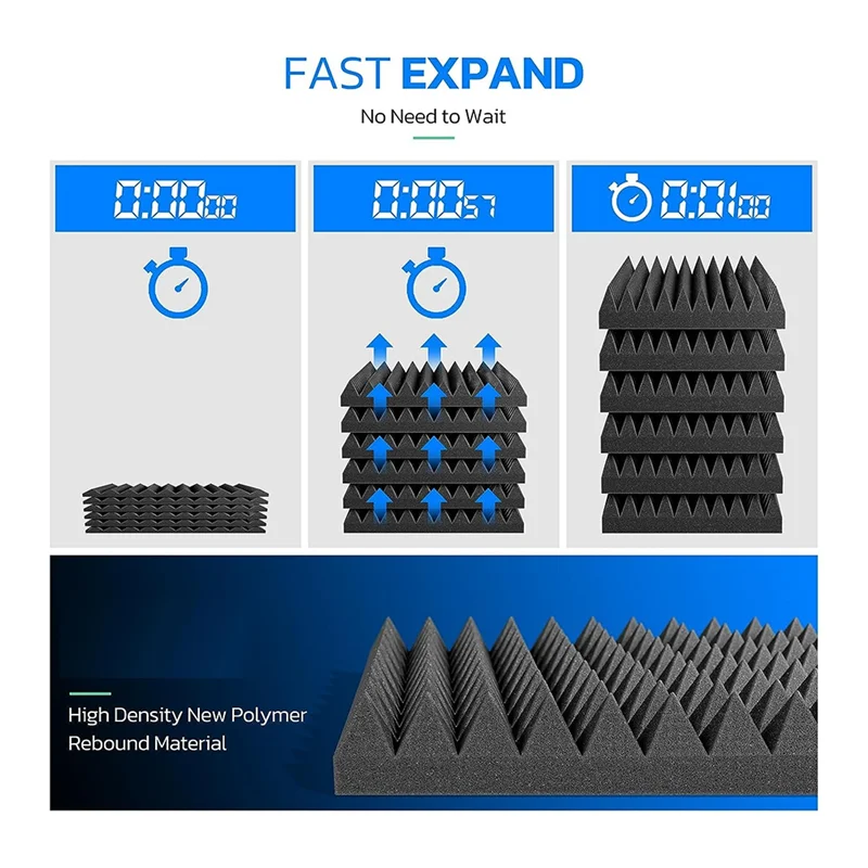 

AEF6-12 Pack Self Adhesive Pyramid Sound Proof Foam Panels, 24 X 12 X 2Inch Acoustic Panels,For Noise Absorbing Canceling