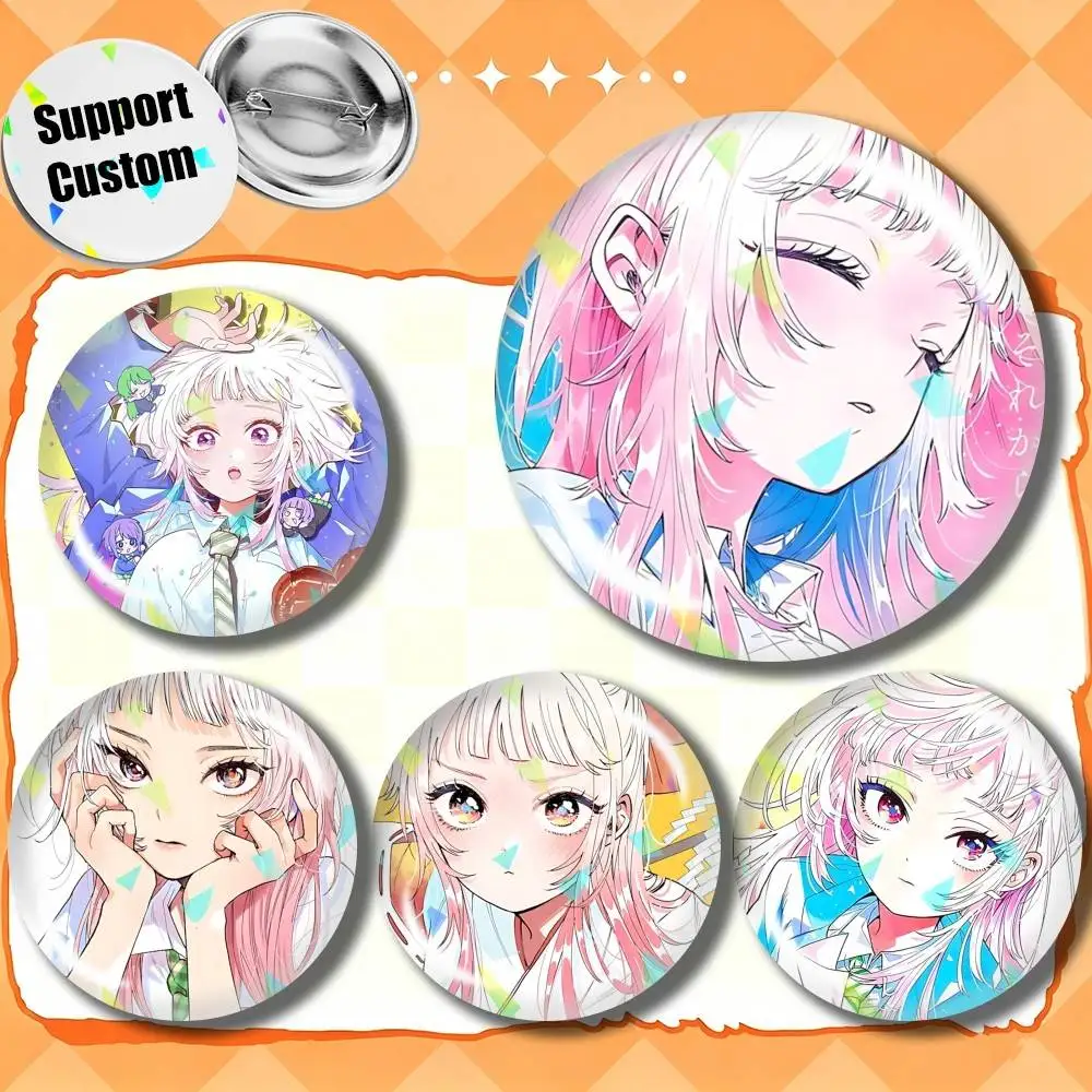 Akira Momose Manga Failing in Love Customizable Round Brooch Pins Personalized Badges With Broken Glass Design Fashion Accessory