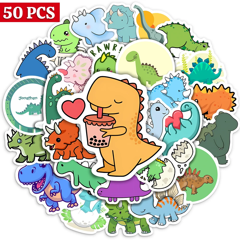 Cute Lovely dinosaur Stickers Kawaii Animal Self-Adhesive Decals for Laptop Scrapbook Luggage Refrigerator Notebook Child Toys