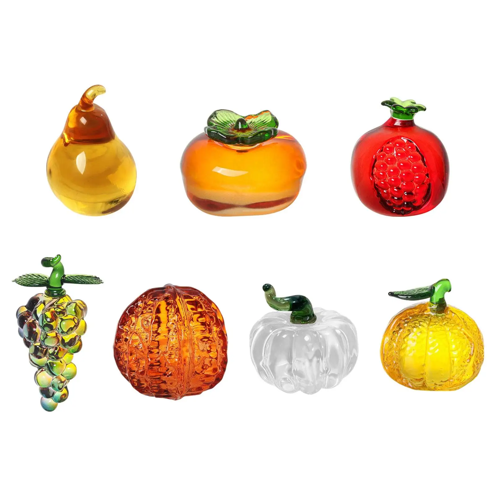 Glass Fruit Figurine Fruit Ornament Paperweight Cute Crafts Miniature Crystal Statue for Desktop Car Home Office Decoration