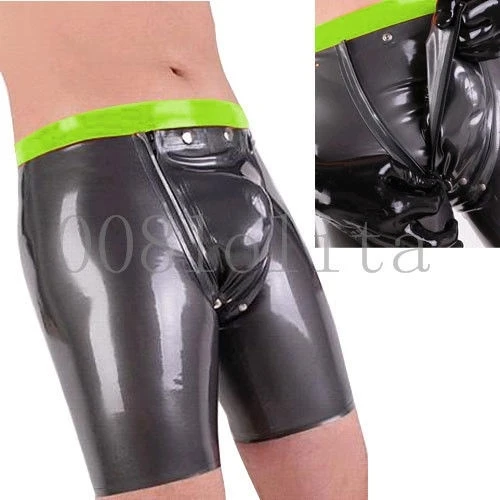

Латексные резиновые модные спортивные черные и зеленые короткие брюки Gummi, Фетиш размер XS ~ XXL
