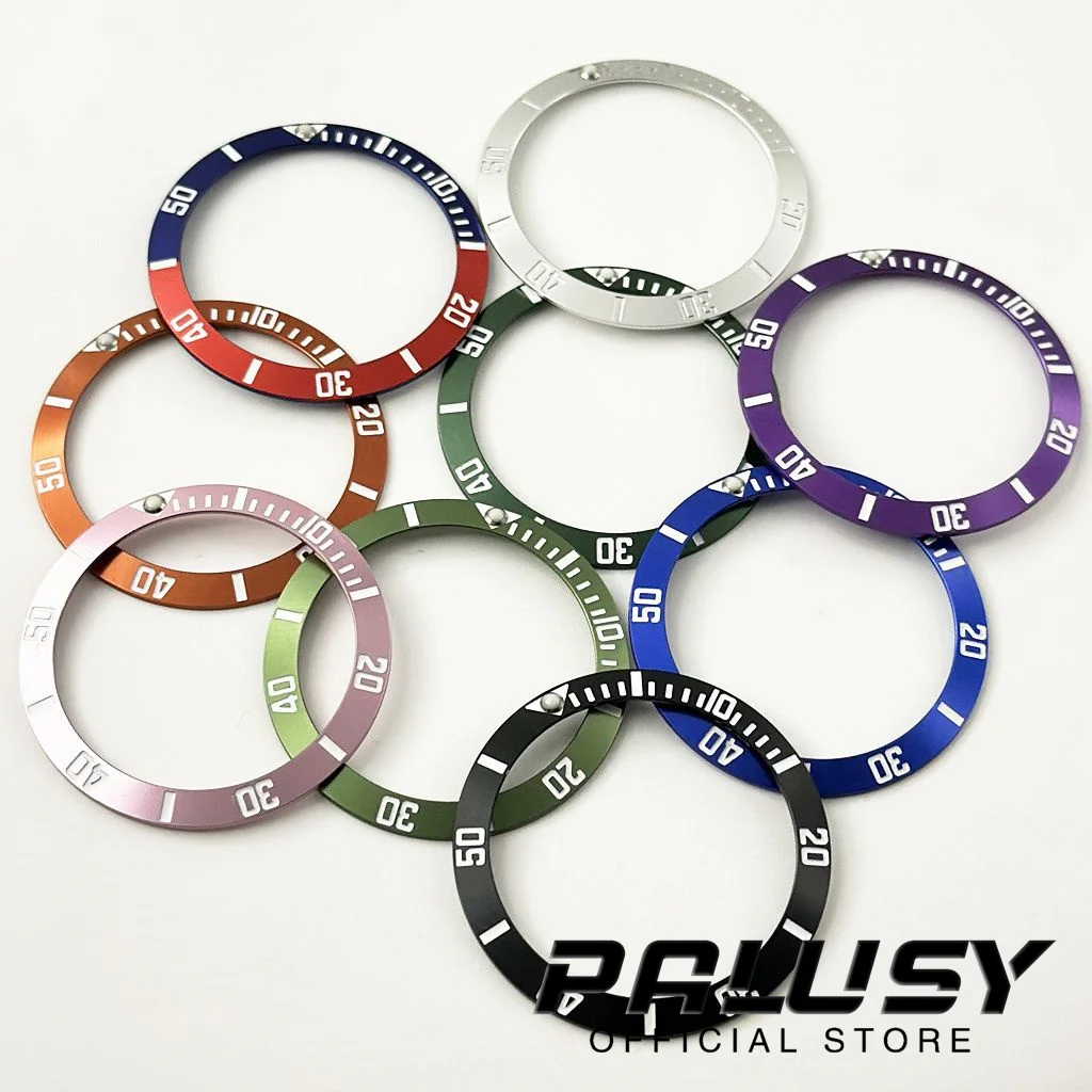 38mm Aluminum Ring Red Purple Silver Orange Blue Green Black Watch Bezel Insert for Men's Watch Cases Replace Accessory