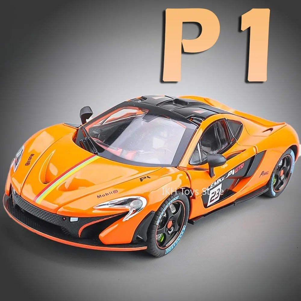 

1:24 P1 Senna Model Toy Supercars Alloy Diecast miniature Sports Cars Sound Light Doors Opened Pull Back ornament for Kids Gifts