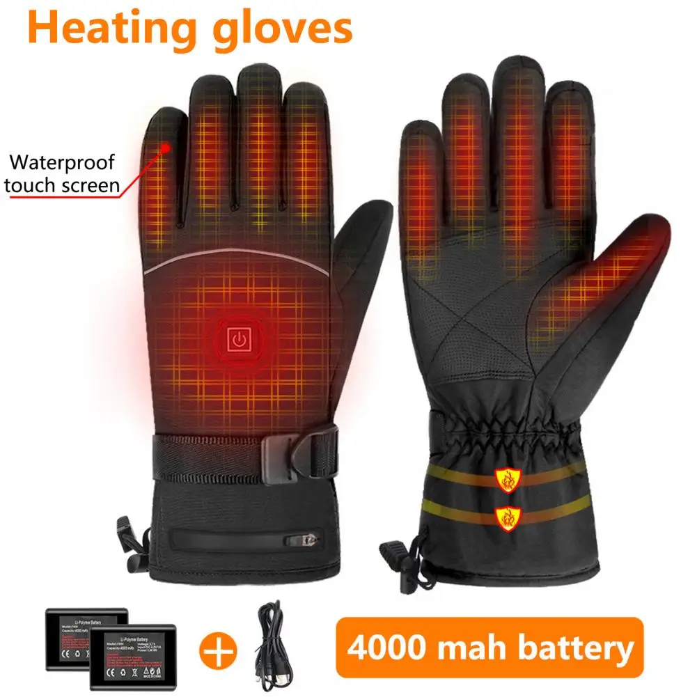 Electric Heated Gloves Electric Heating Ski Motorcycle Warm Gloves Touchscreen Waterproof Cycling Camping Heating Thermal Gloves