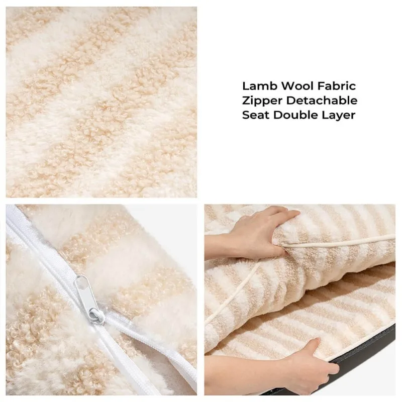 New Trendy Striped Lambswool Double Layer Dog Cat Sofa Bed Luxury Cat Bed Dog Sofa Custom LOGO Cat Products