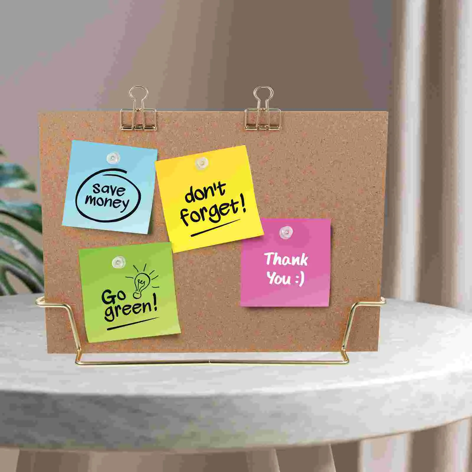 Cork Board Bulletin Board Message Boards Wooden Pin Memo Board Notice Board for Home Office (Rose Gold Base)