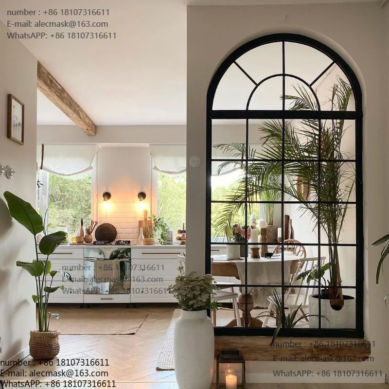 

Imitation window mirror background wall pendant art wrought iron antique fake window decoration mirror wall hanging partition sc