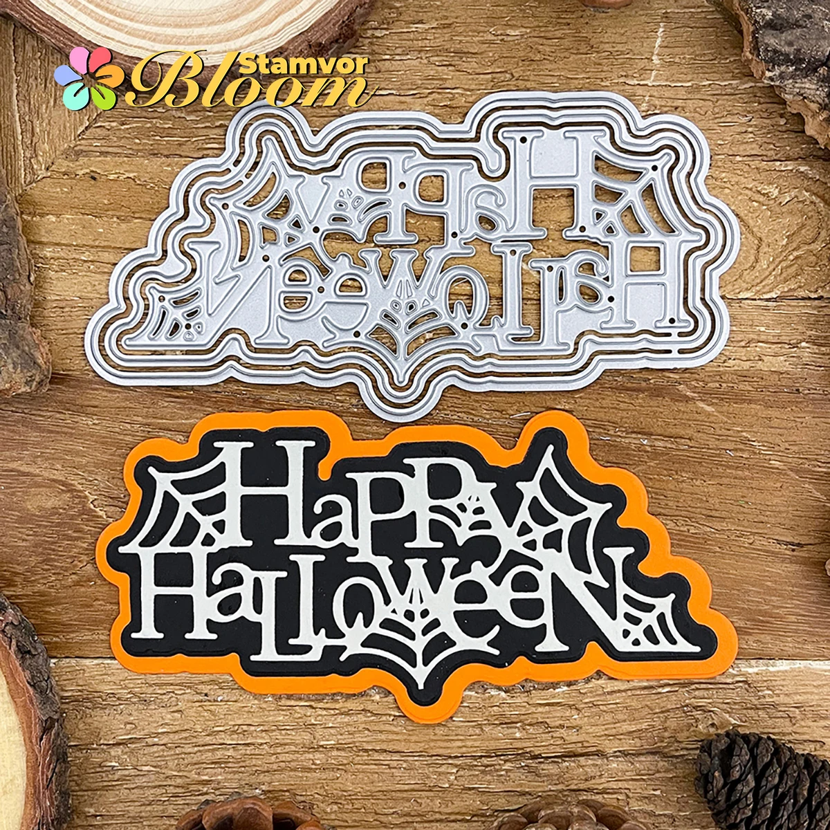 Layer Spider Webs HAPPY HALLOWEEN Words Metall-Stanzformen, Scrapbooking, dekorative Prägung