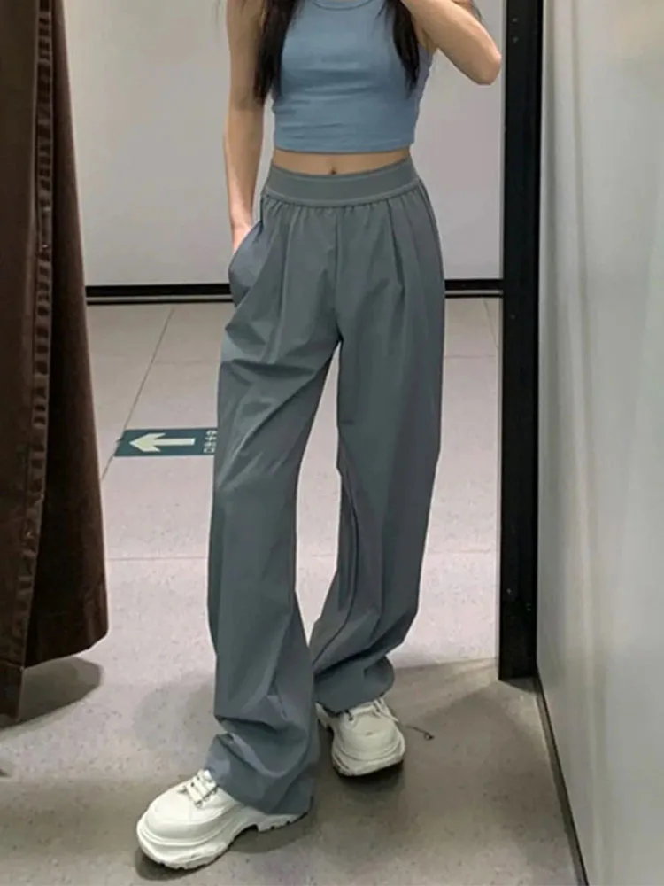 Sommerliche High-Waist Straight Leg Wide Leg Yoga-Sporthose für Damen – Bequeme, atmungsaktive Outdoor-Freizeithose – Detail 6