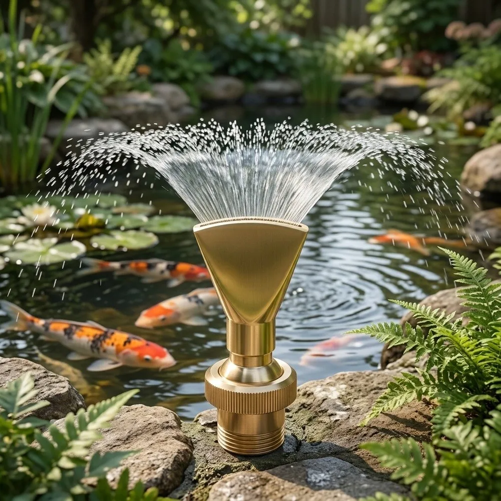 Brass Fan Spray Nozzle for Garden Water Features Adjustable Tilt Rotation Design Oxidation Resistant G1/2 G3/4 Fit