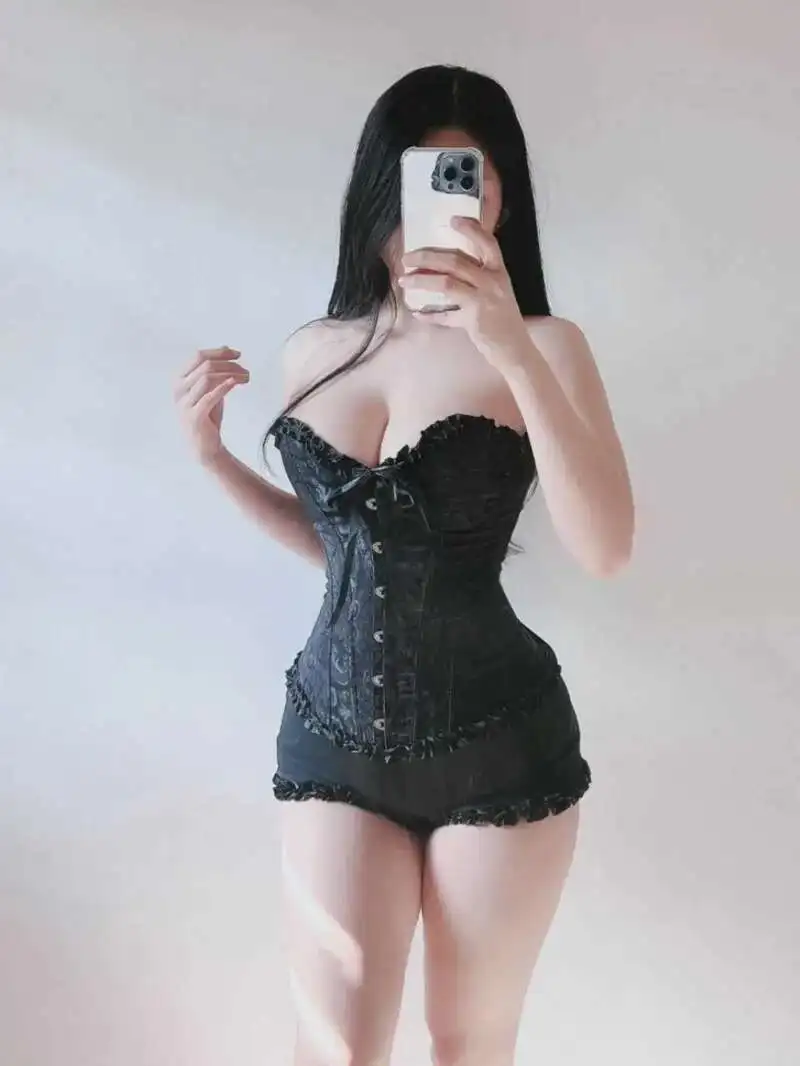 Corset 2024 ใหม่เซ็กซี่สูงเอวบางตัดด้านบนห่อหน้าอกสไตล์อเมริกันสีดําหวานแฟชั่นผู้หญิงเซ็กซี่เสื้อ MY7N