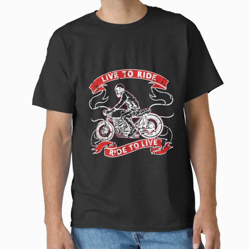 

ride to live vintage cafe race Funny road racer gift t shirt for Motocycle lover large size S-6XL tops