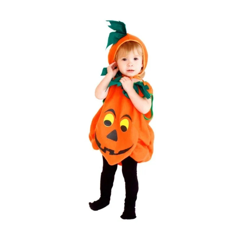 

Children's Halloween pumpkin clothes European and American autumn and winter sleeveless