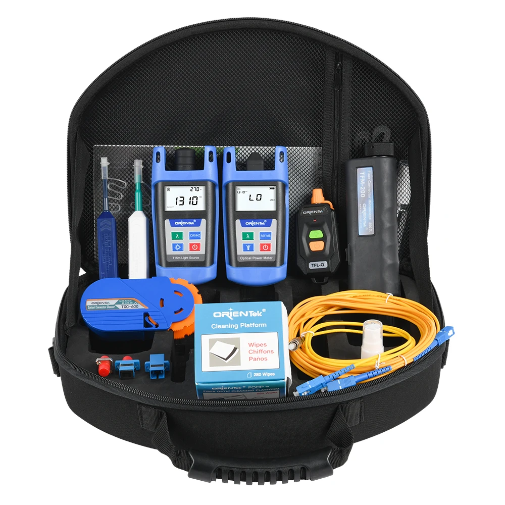 FTTH Fiber Optic Loss Tester Kit OrienTek TLD-15D Fiber Optic Tools with TPM-25 Optic Power Meter +TLS-25 Optic Light Source+VFL