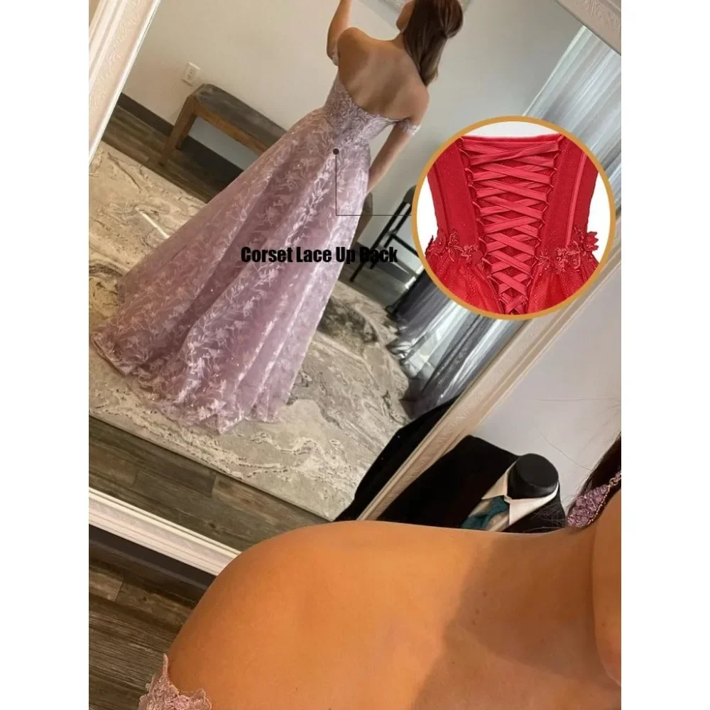 Wakuta Off Shoulder Lace Ball Gowns Long Tulle Prom Dress for Teens Sweetheart Quinceanera Dresses vestidos elegantes para mujer