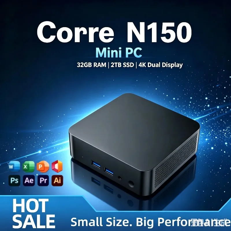 2026 미니 PC 인텔 코어 N150 8코어 16스레드 16GB 램 1TB/2TB NVMe SSD WiFi6 BT5.2 트리플 4K 게이밍 사무용/학습용 데스크탑