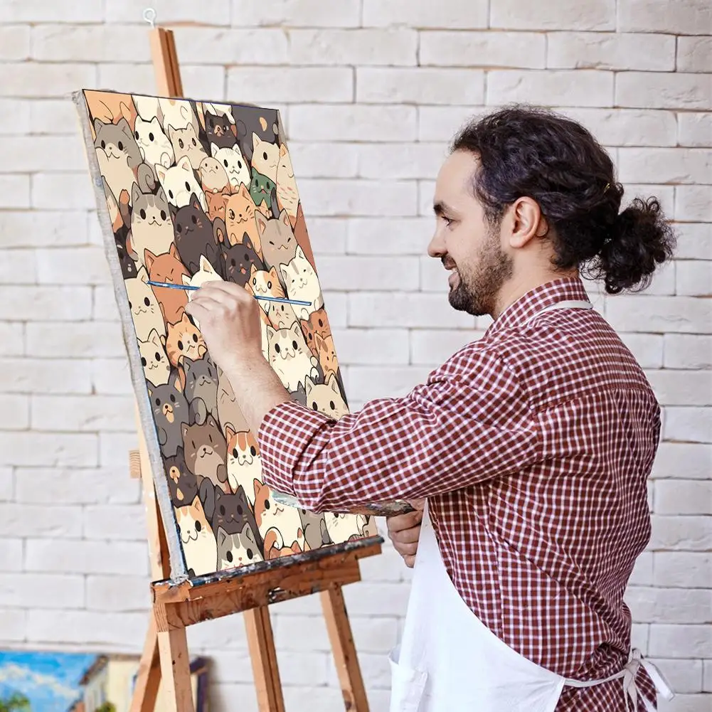 

30*40 cm Creative Cute DIY Digital Oil Painting Cat Hand-painted Filled Oil Painting For Home Deracation ﻿ H9K3