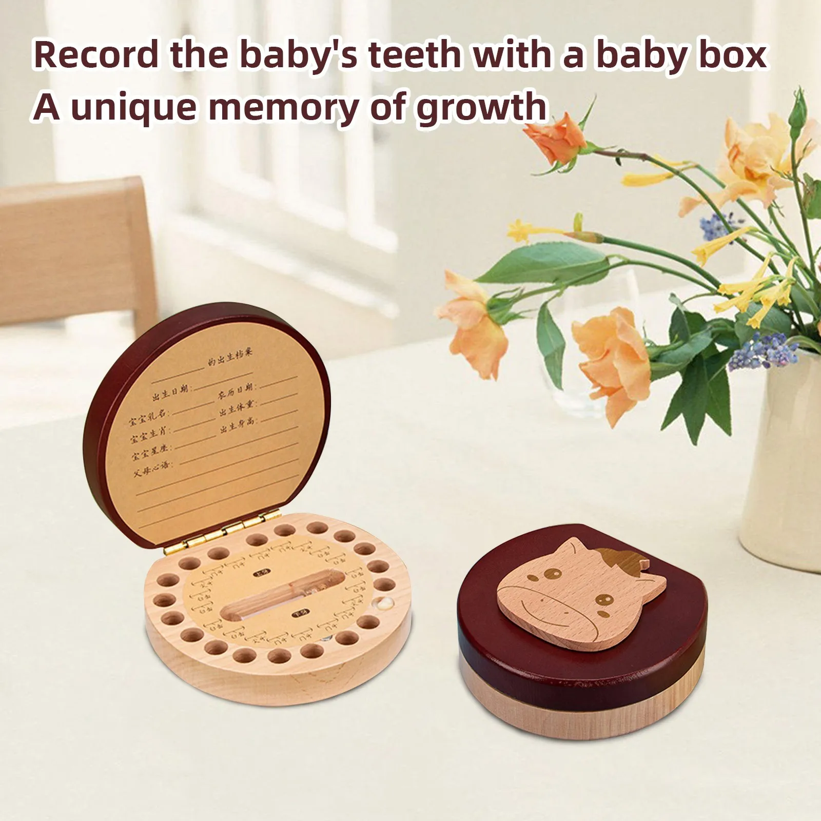 Wooden Baby Kids Tooth Storage Box Tooth Wood Box Organizer Milk Teeth Wood Storage Collecting Teeth Umbilical Cord Box