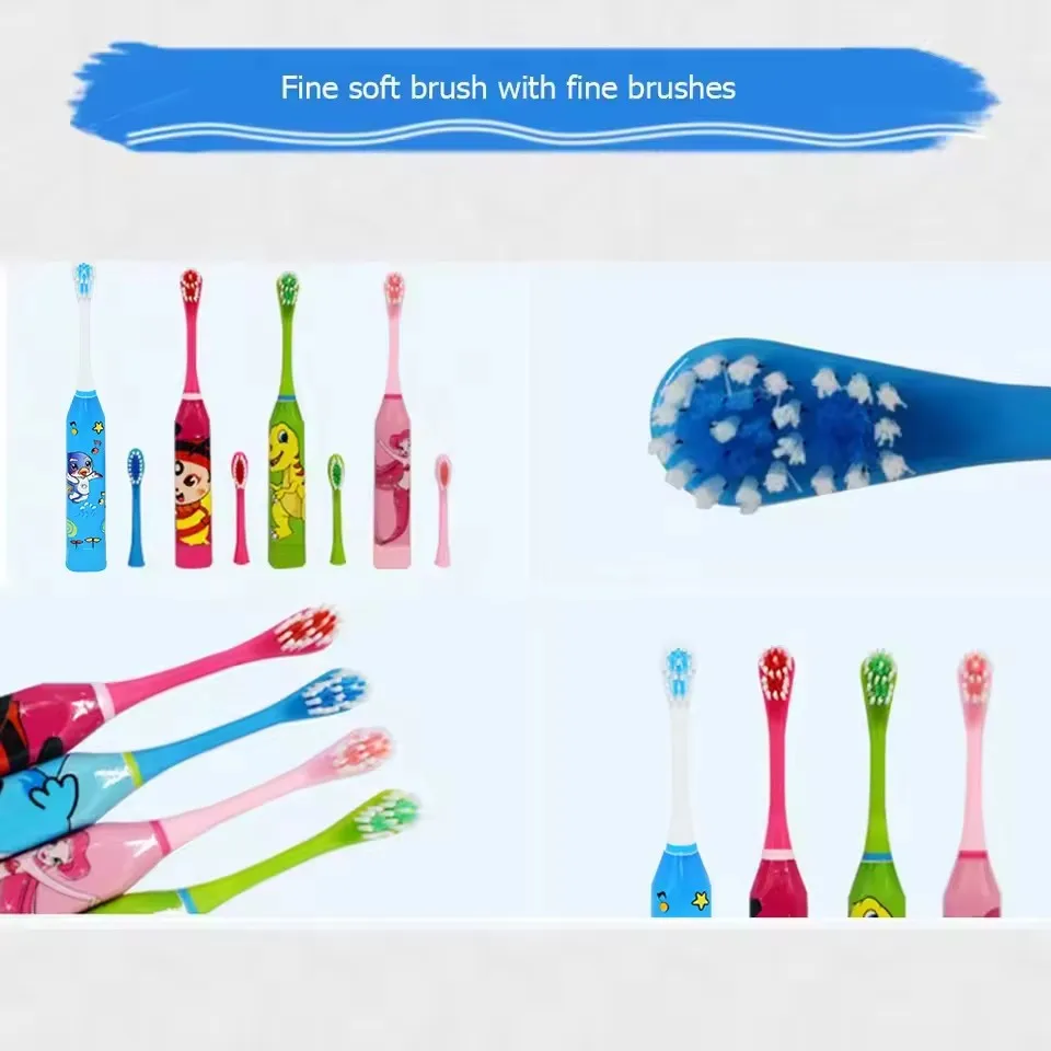 

Children's Electric Toothbrush Soft DuPont Bristles Cartoon Designs Battery Operated IP7 Waterproof Rechargeable Toothbrush Head