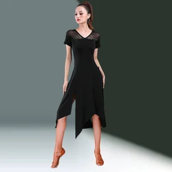 Sexy Line Dance Clothing Women Black Skirts Stage Costume Modern Dance Dress Dancetop Long Dresses Samba Wear Clothes Skirt Use