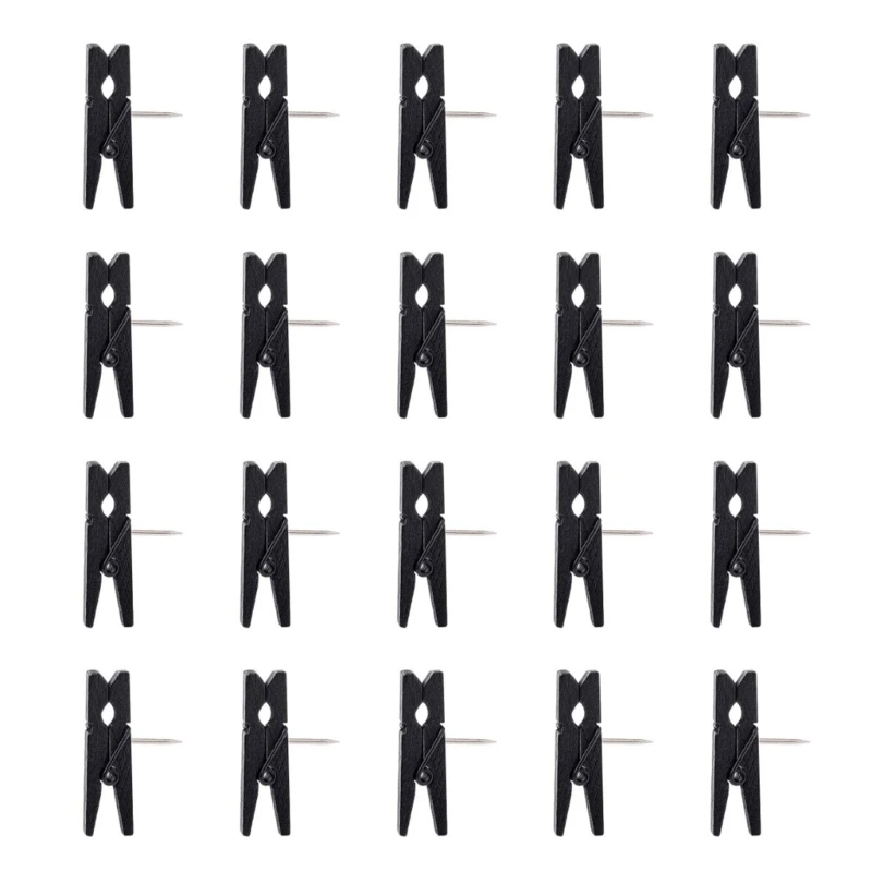 Clips madera con pasador empuje, Clips madera con tachuelas para tablón anuncios, decoraciones tablero corcho