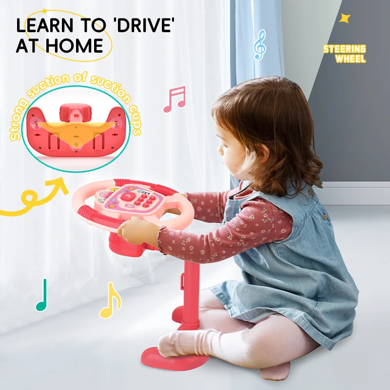 Kids Car steering wheel with light music early education toys children\'s stroller vertical simulation steering wheel toy