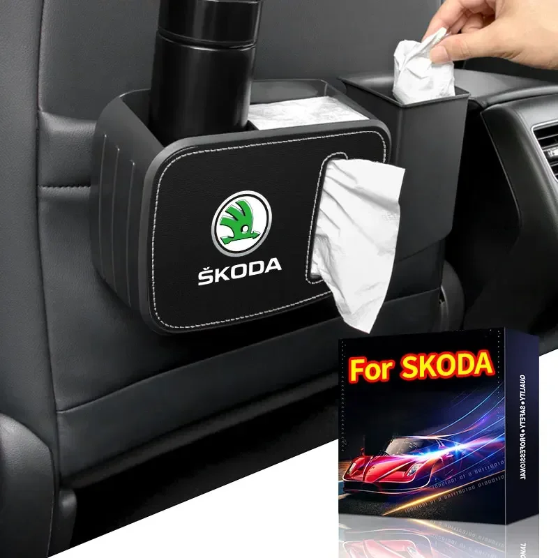 

Car Logo Trash Bin Plastic Garbage Can For Skoda Octavia A5 Superb old Febia Roomster 2013 2005-2008 rapid Roomster Kodiaq Yeti