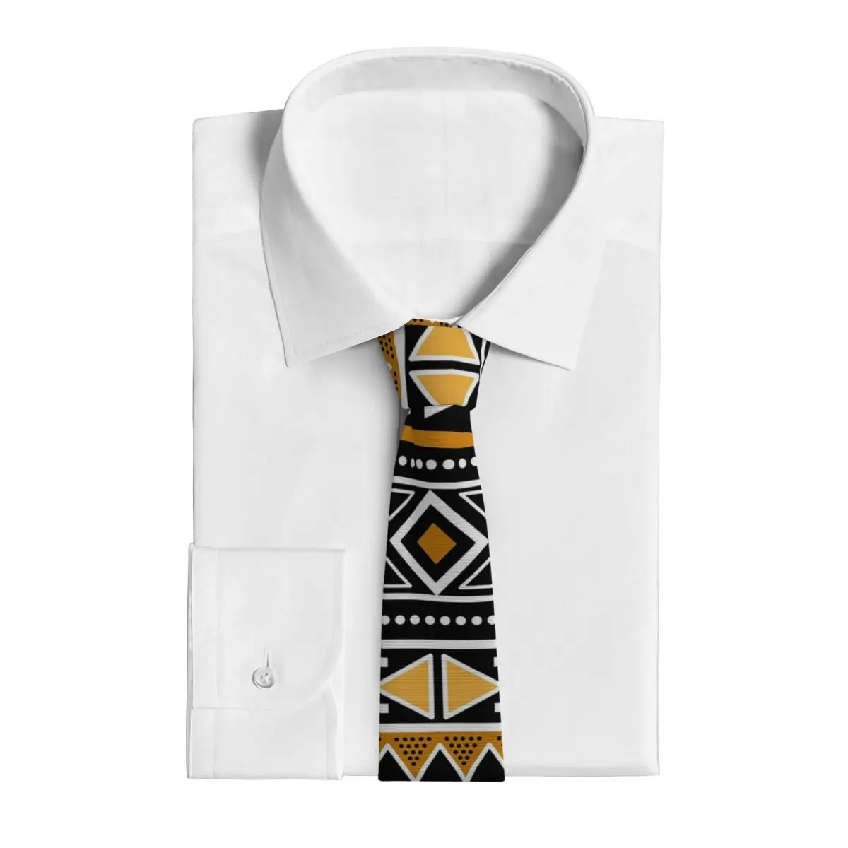 African Bogolan Africa Ethnic Tribal Art (8) Necktie for Men Silk Polyester Slim Neck Ties Party Business Tie Classic Gravatas
