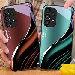 Deep Blue Fashion For Samsung Galaxy S 8 9 10 20 Plus 21 FE 22 23 24 Ultra S7 Edge Black Tempered Glass Phone Case Hard Shell