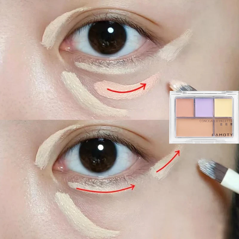 Concealer Palet Crème 5-kleurige Textuur Bedekt Acne Markeert Donkere Kringen Multifunctionele Gezichtsmake-Up Blijvende Gezichtscosmetica Verhelderen