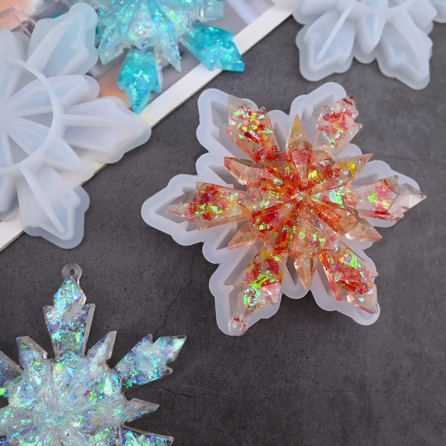 8PCS Snowflake Series Mold for DIY Christmas Tree Pendant