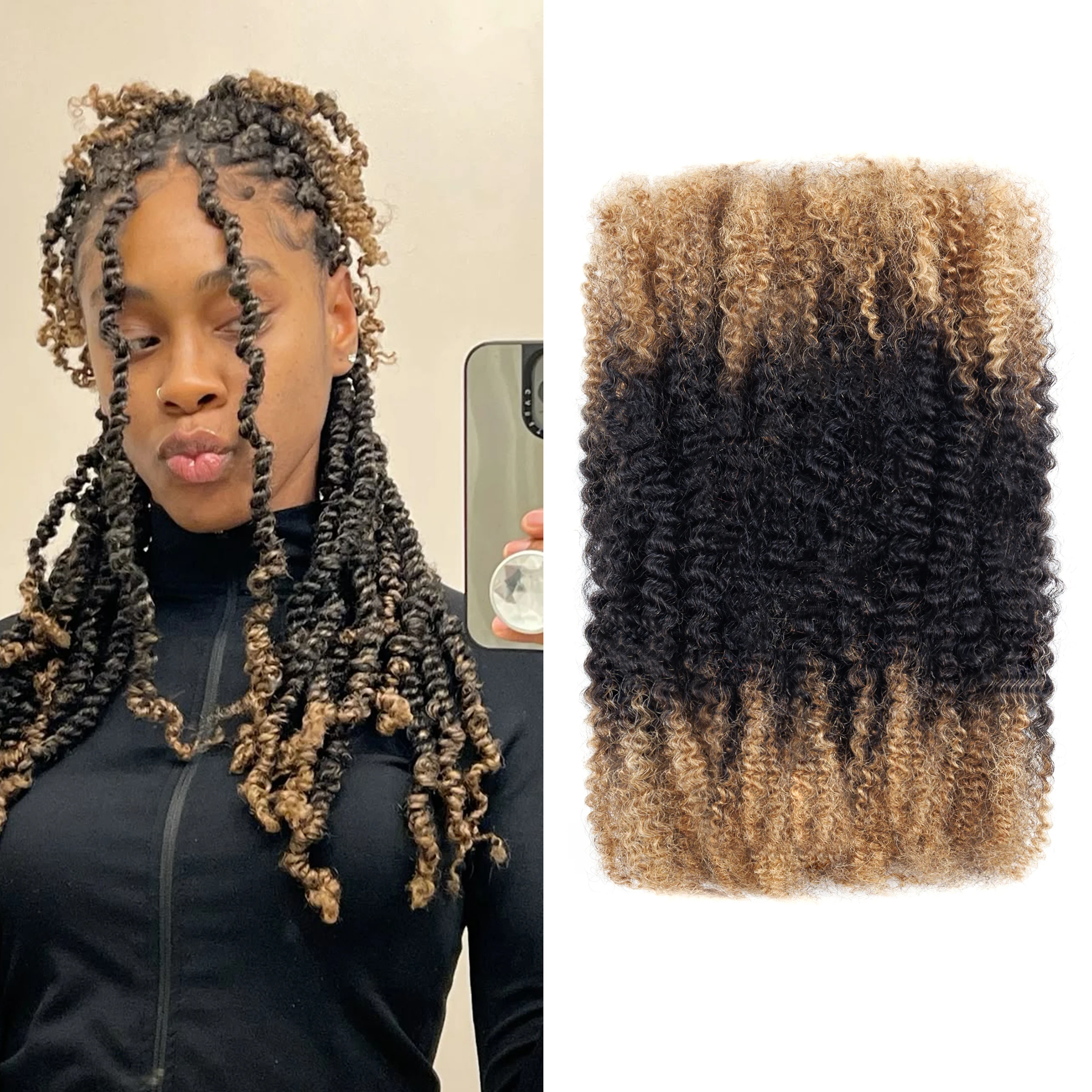 

Hot Selling Unprocessed Human Braiding Hair Pre Stretched Bulk 100% Human Hair Afro Kinky Bulk Human Hair