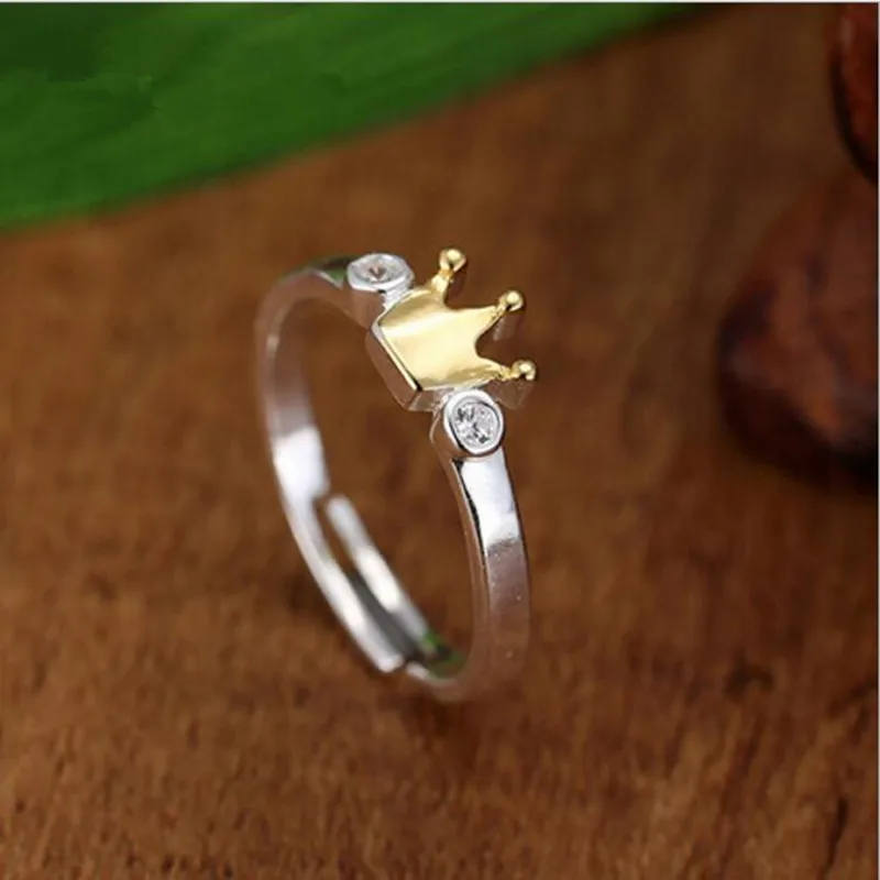 

Exquisite 925 Sterling Silver Jewelry Temperament Beautiful Crown Crystal Korean Opening Popular Rings