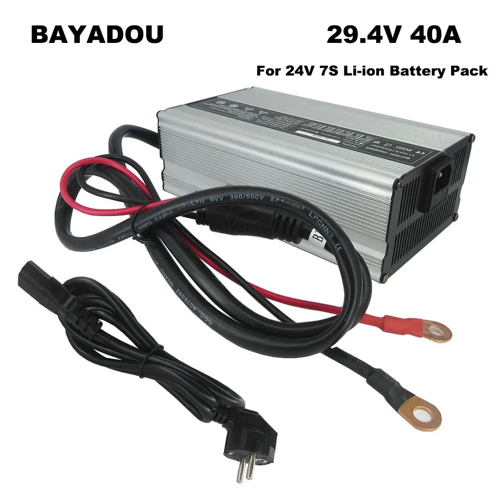 

29.4V 40A Lithium Charger 7S 24V 40A Li-ion Fast charger for Sweeper Car UPS System Forklift Golf Cart RV Battery Pack 1500W