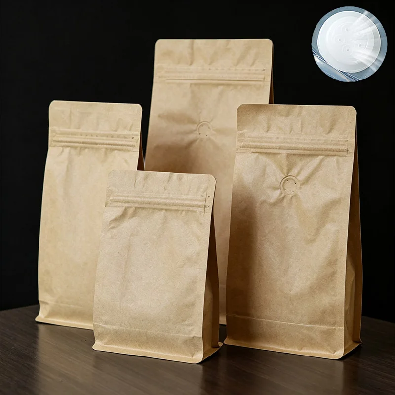 50pcs Coffee Packaging Sealing Bags with Valve & Zipper Aluminum Foil Lining Pouch for Storing Tea Coffee Beans Powder Food