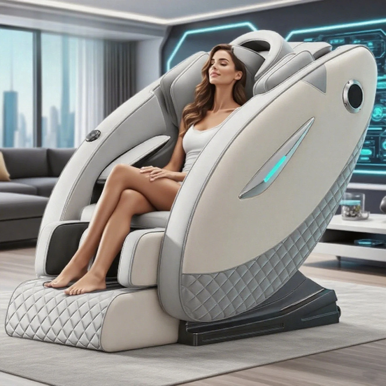 كرسي تدليك استرخاء 4D لكامل الجسم 2025 بدون جاذبية SL-Track كراسي تدليك شياتسو مع سمّاعات بلوتوث AI Contr