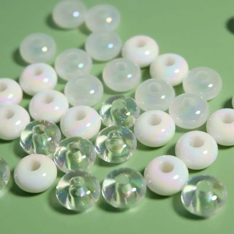 

50Pcs 14mm Shell Like Acrylic Beads Clear Flat Abacus DIY Jewelry Making Supplies Craft Accessories Charms