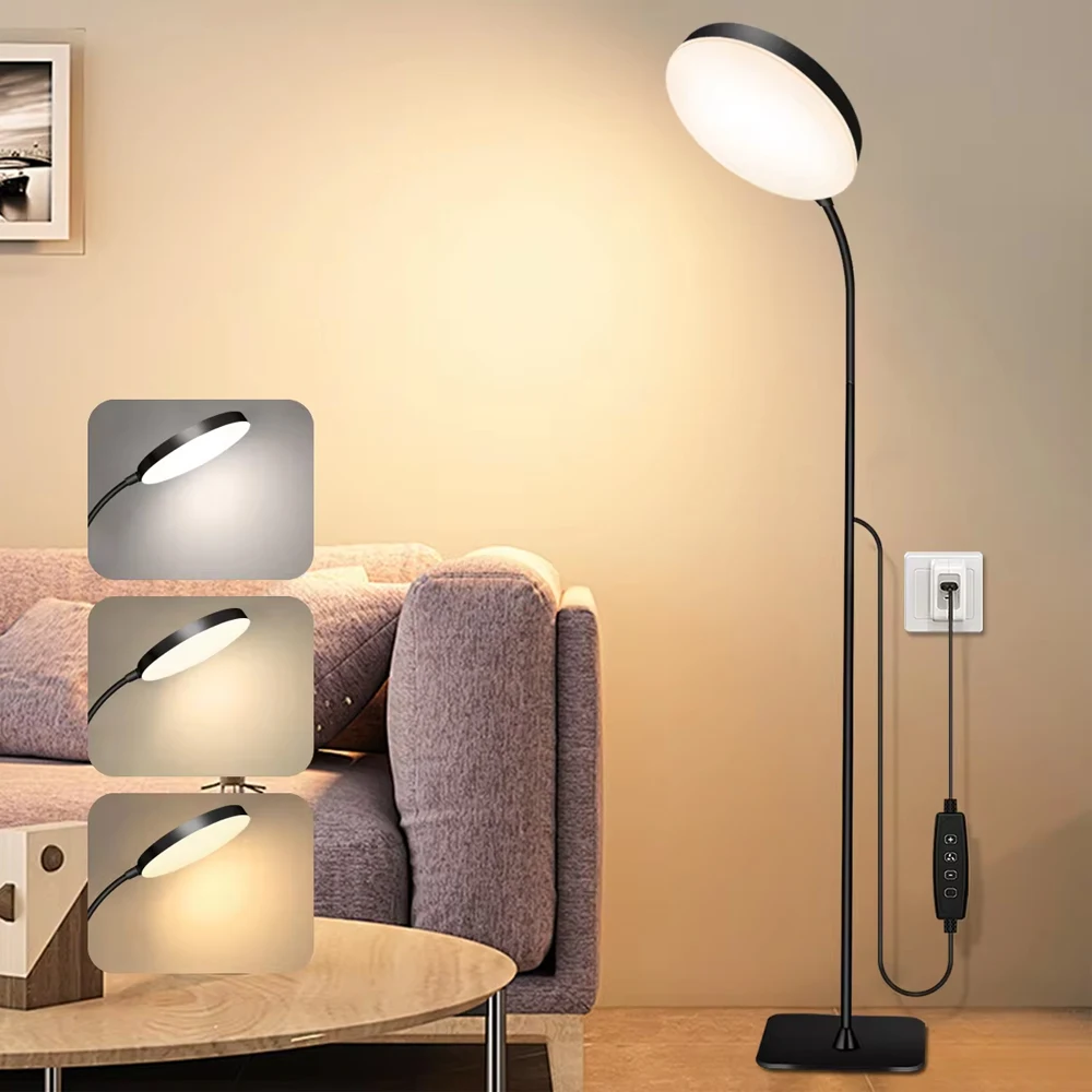 LED Floor Lamp Changeable Reading Lamp with Flexible Gooseneck Dimmable Table or Floor Standing Task Light for Indoor Room