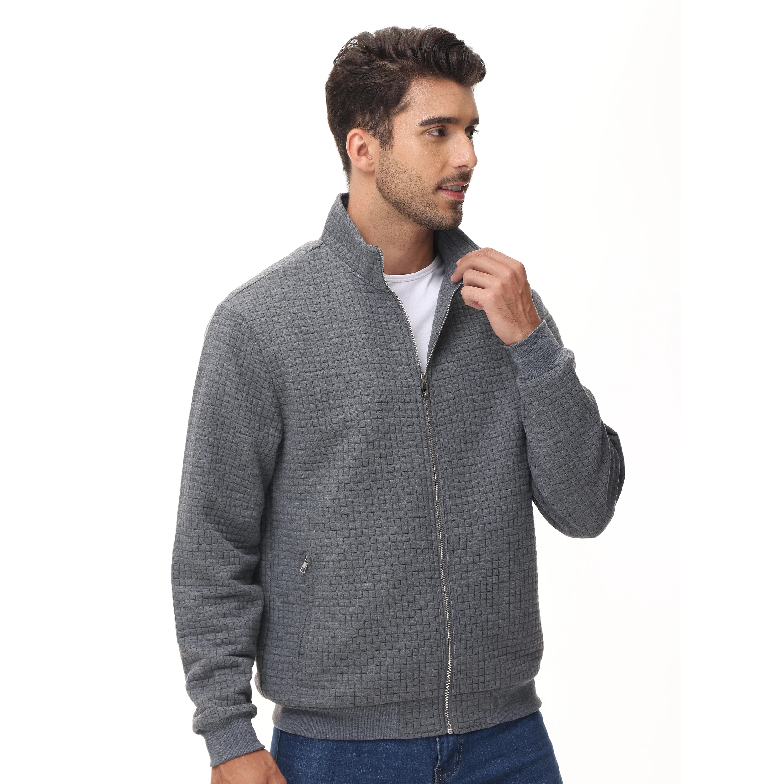 Chaqueta informal con cremallera para hombre, abrigo de calle a la moda, Sudadera con cuello de pie