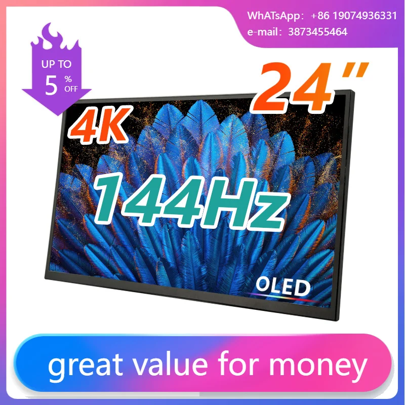 

24 Inch 144Hz OLED 100% NTSC 3840x2160 IPS Screen Portable Monitor For Laptop 4K Gaming Monitor