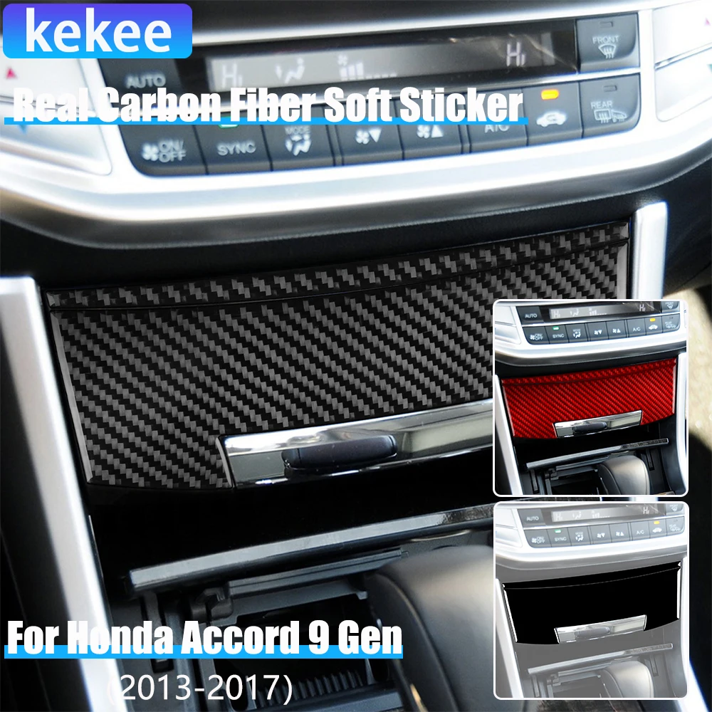 

Real Carbon Fiber Car Accessories Center Console Storage Panel Cover Soft Sticker For Honda Accord 9th Gen 2014 2015 2016 2017