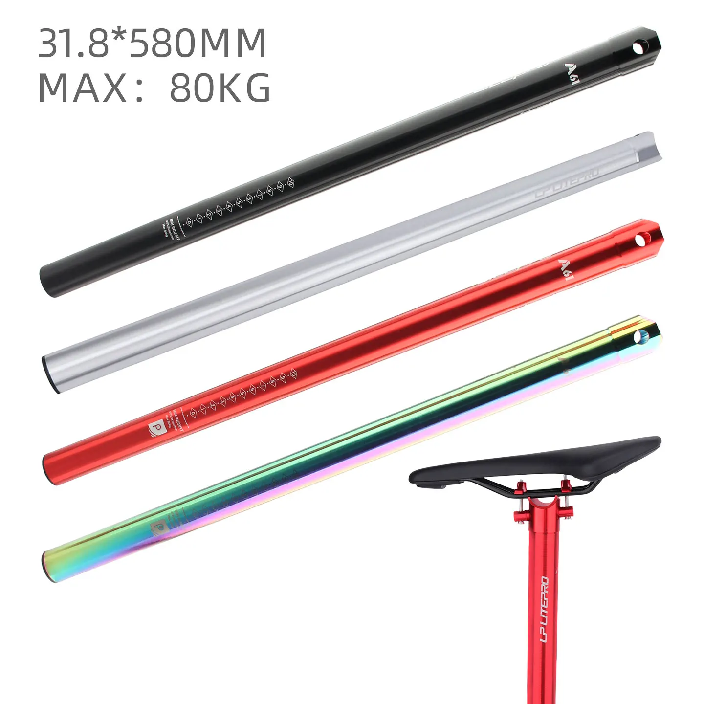 

NFOX Ultra light aluminum alloy33.9 * 600mm mountain bike seat tube MTB road foldable seat post universal 31.8 * 580mm accessory