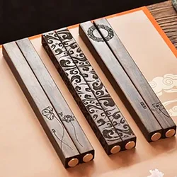 1 Pair Paperweights Chinese Calligraphy Ink Painting Wood Brass Paper Weight Gift Box Creative Useful Paper Pressing Tools