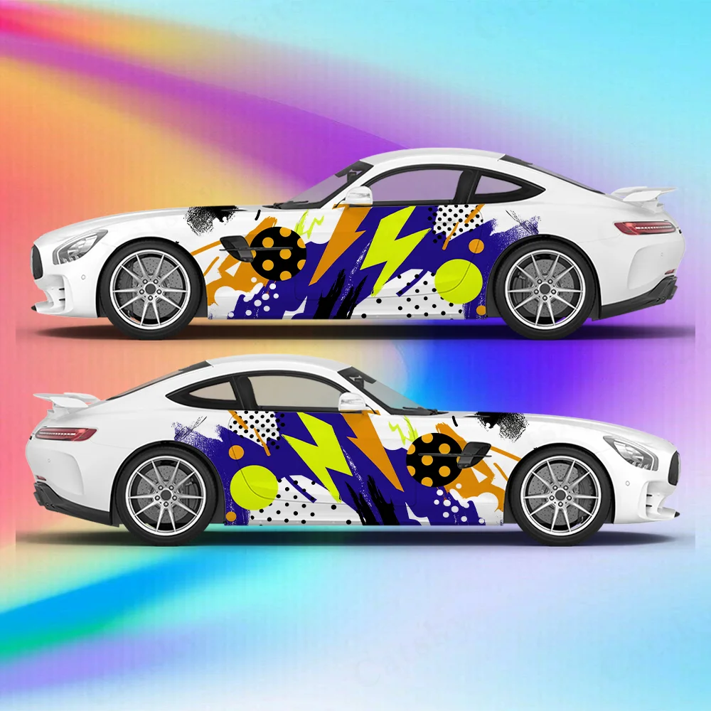 

Colored Geometric Lightning Car Vinyl Wraps Decal Self-adhesive PVC Sticker Suitable for Trucks SUV Decoration Auto Accessories