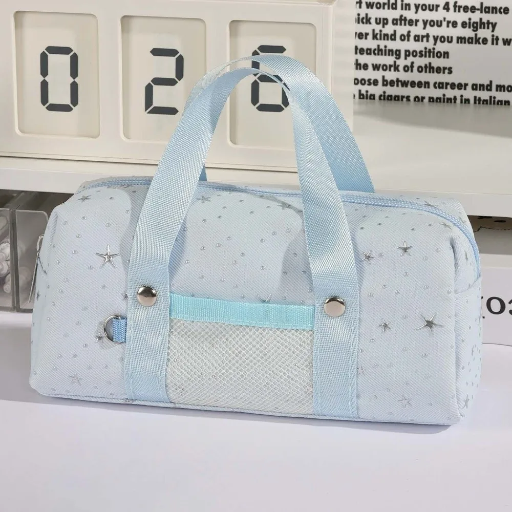 Multi-layer Star Dots Pencil Case Handheld Desktop Storage Korean Style Pen Bag Pencil Pouch Multi-functional